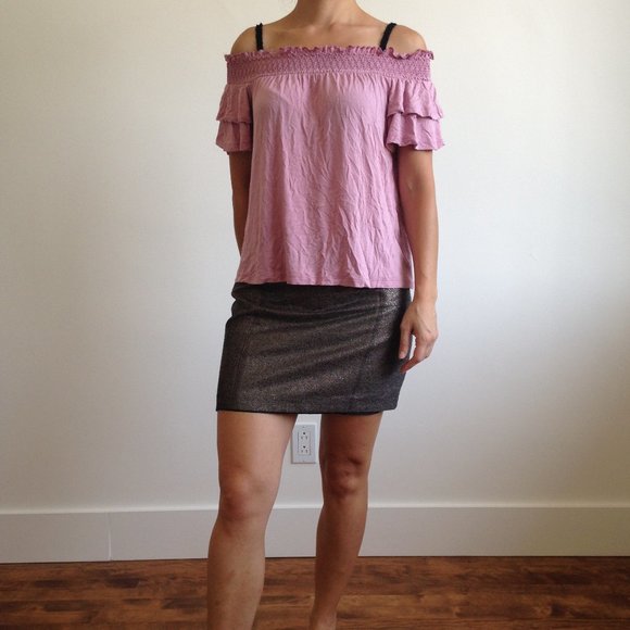 American Eagle - Dust Pink Off The Shoulder Top - Picture 12 of 15